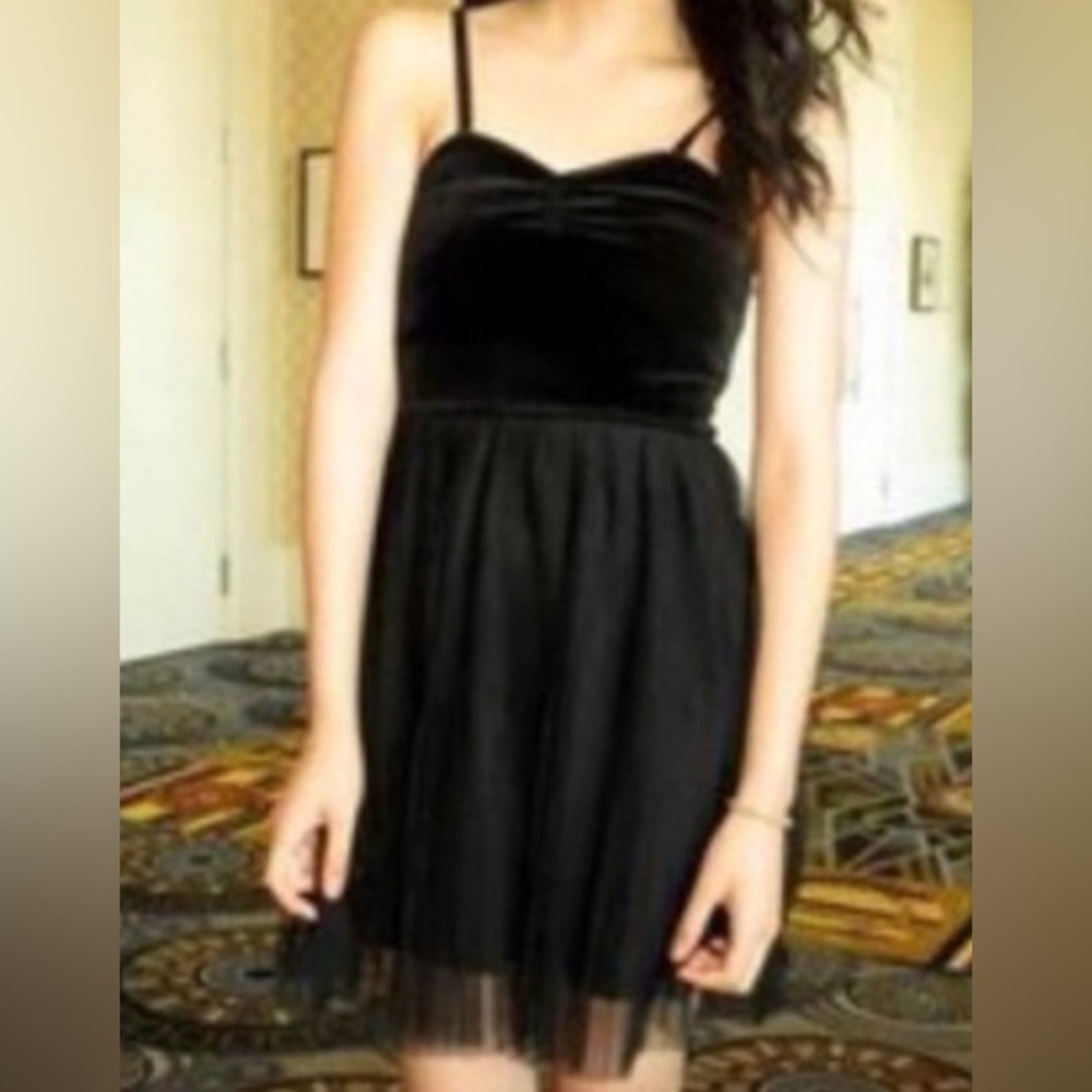 H&M Conscious Collection Little Black Cocktail Mini Dress Velvet & Tulle Sz 4
